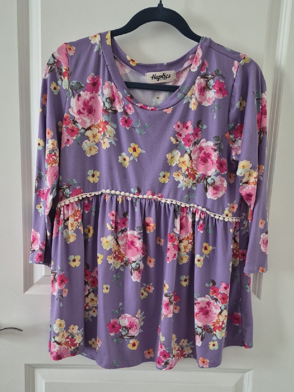Haptics Lavender Floral Babydoll Top